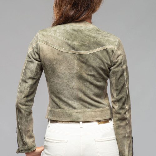 roncarati kiley short suede jacket in moss ladies outerwear leather axels vail 40217653969130