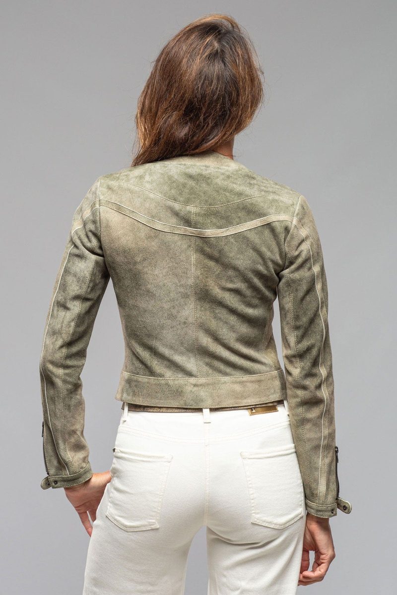 roncarati kiley short suede jacket in moss ladies outerwear leather axels vail 40217653969130