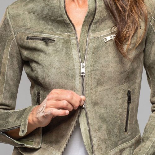 roncarati kiley short suede jacket in moss ladies outerwear leather axels vail 40217654165738