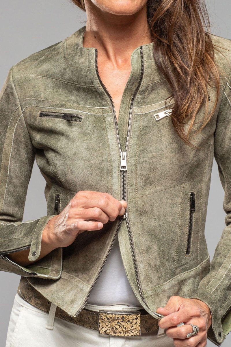 roncarati kiley short suede jacket in moss ladies outerwear leather axels vail 40217654165738