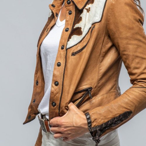 roncarati noya hair on hide jkt in camel ladies outerwear leather axels vail 39376623075562