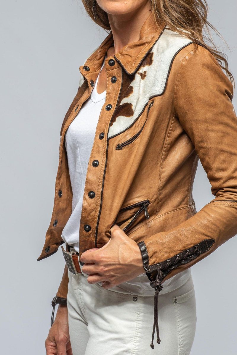 roncarati noya hair on hide jkt in camel ladies outerwear leather axels vail 39376623075562