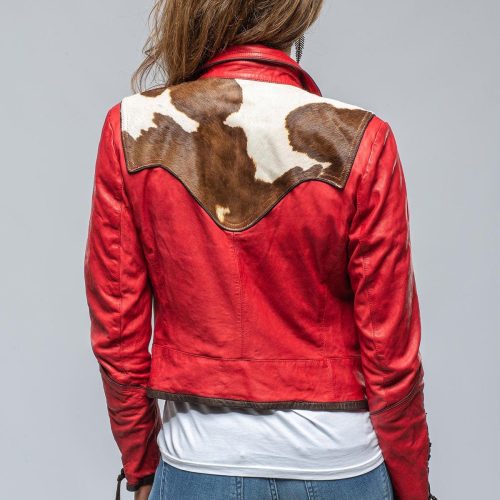 roncarati noya hair on hide jkt in red ladies outerwear leather axels vail 39376651256042