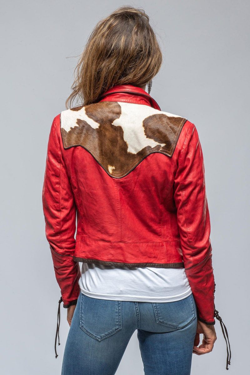 roncarati noya hair on hide jkt in red ladies outerwear leather axels vail 39376651256042