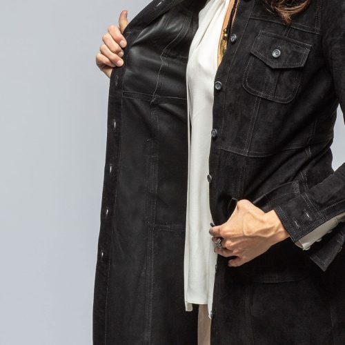 roncarati savannah long leather shirt dress in black ladies outerwear leather axels vail 39541873639658