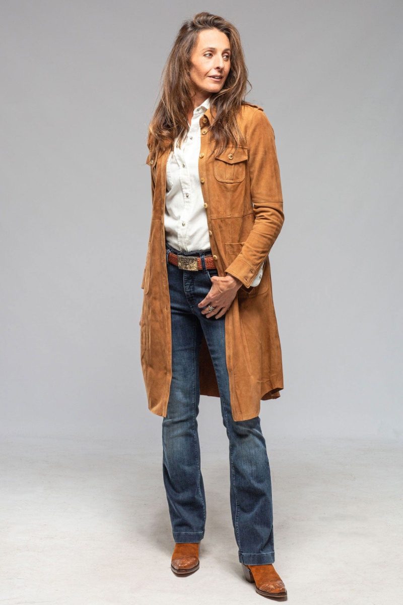 roncarati savannah long leather tunic in tobacco ladies outerwear leather axels vail 40217723928810