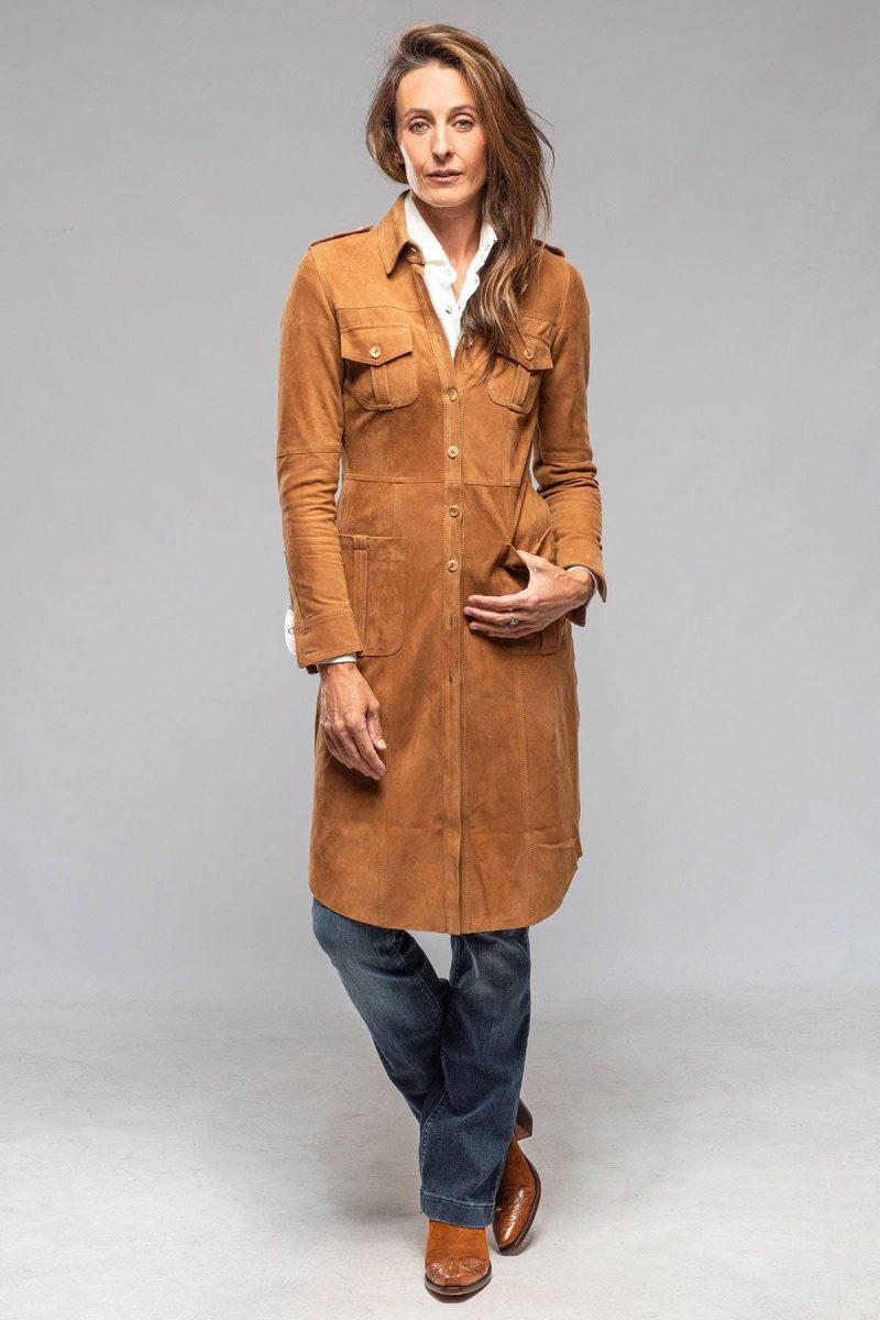 roncarati savannah long leather tunic in tobacco ladies outerwear leather axels vail 40217724846314