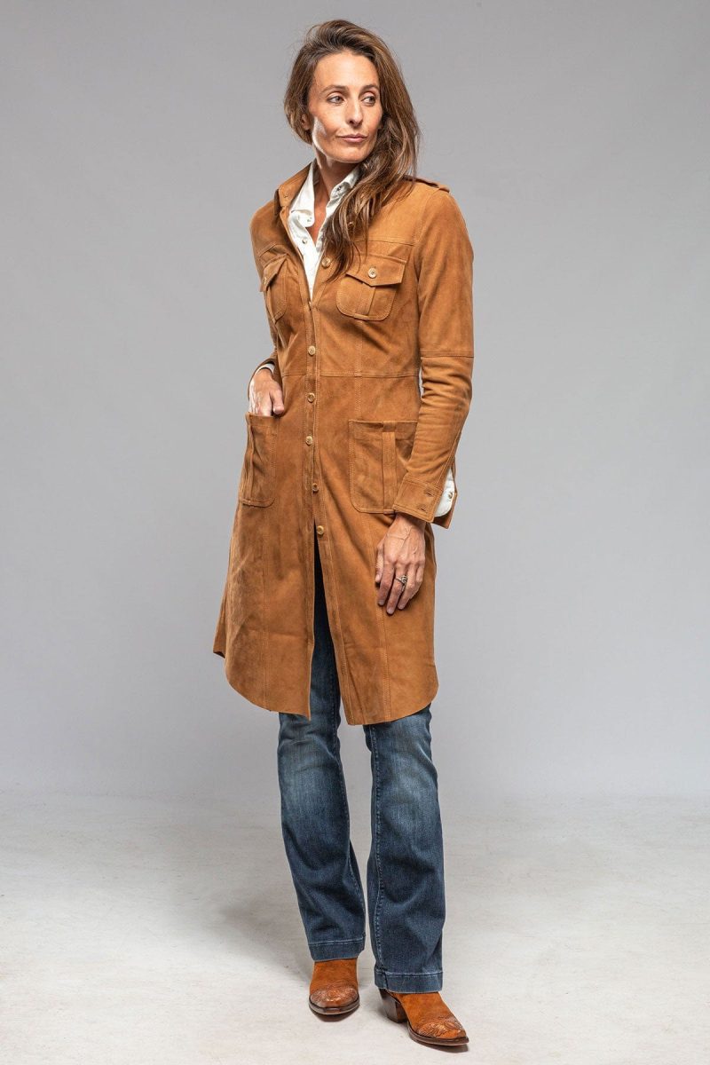 roncarati savannah long leather tunic in tobacco ladies outerwear leather axels vail 40217726189802