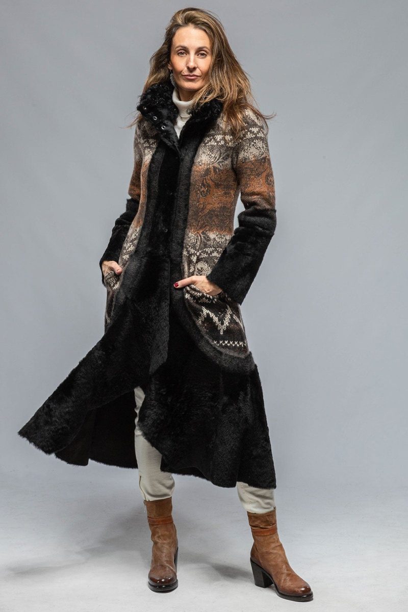 roncarati sawatch navajo knit shearling coat ladies outerwear shearling axels vail 36611720904938