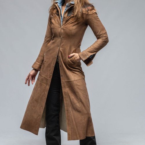 roncarati waggoner long hair on suede duster ladies outerwear leather axels vail 36611732635882