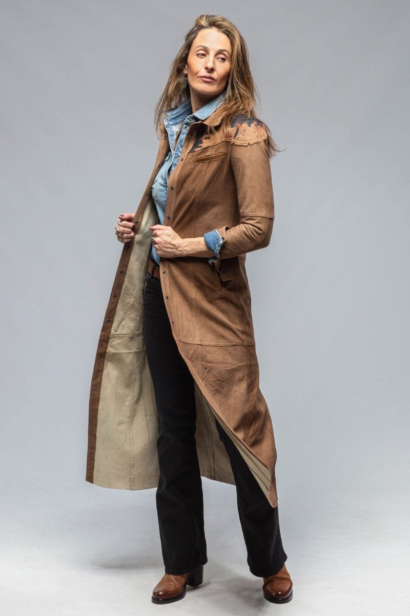 roncarati waggoner long hair on suede duster ladies outerwear leather axels vail 36611733225706