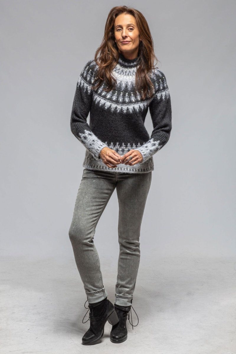 sonia villa andean mock neck sweater in charcoal ladies sweaters axels vail 40466587681002