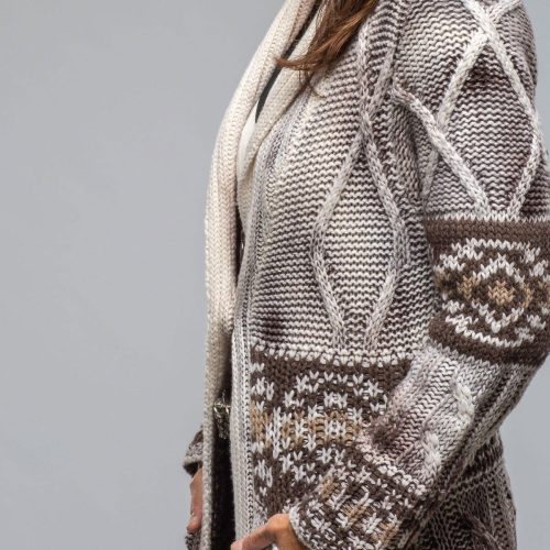 sonia villa niva alaskan knit long sweater in chocolate ladies sweaters axels vail 40466615730410