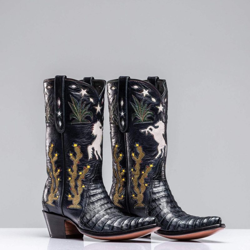 stallion boots inlaid western boot in navy ladies cowboy boots axels vail 29808856367293