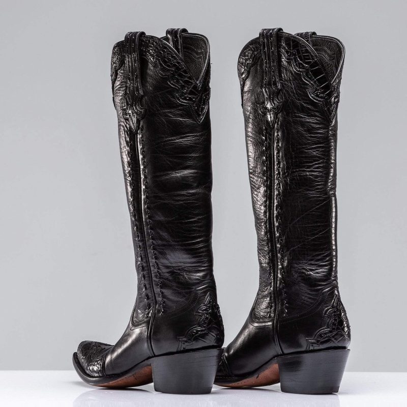 stallion boots janie s crocodile majestic in black ladies cowboy boots axels vail 29768900968637