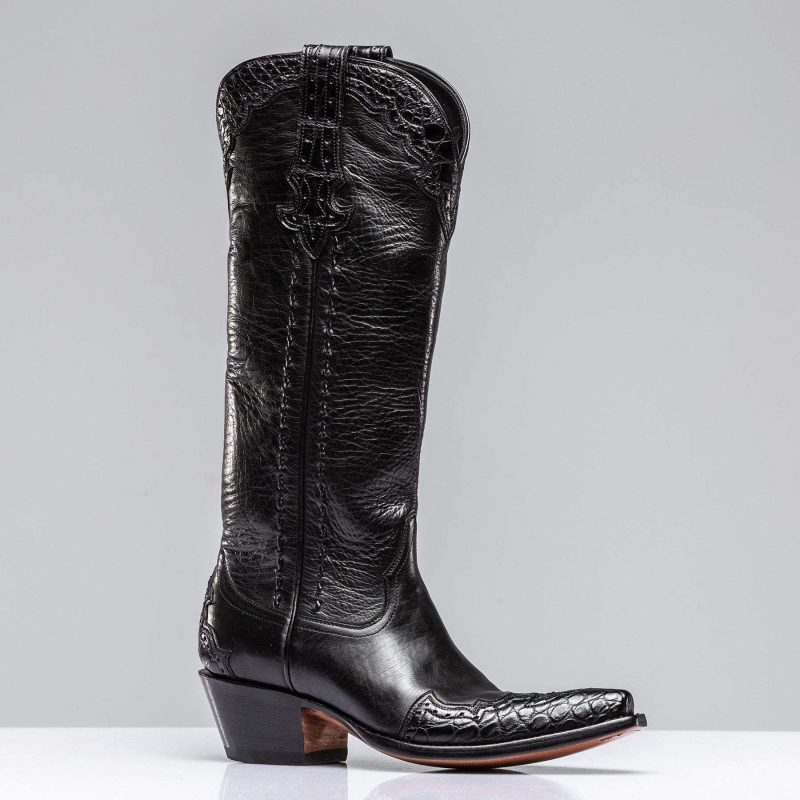 stallion boots janie s crocodile majestic in black ladies cowboy boots axels vail 29768901230781