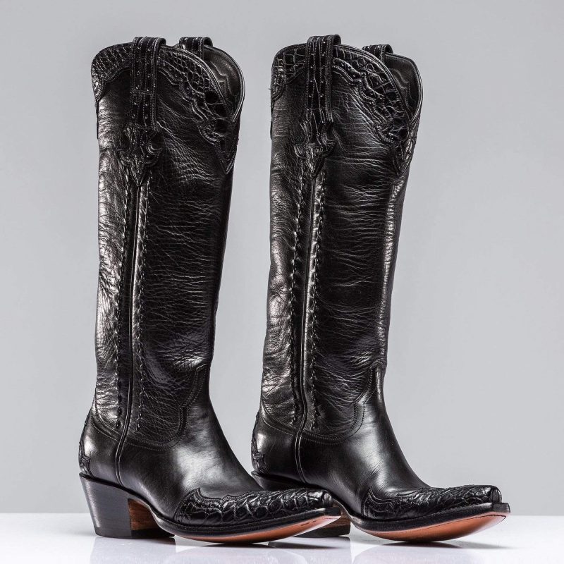 stallion boots janie s crocodile majestic in black ladies cowboy boots axels vail 29787203764413