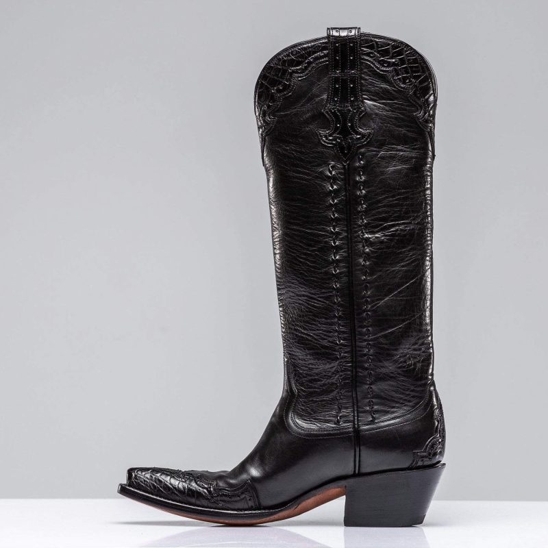 stallion boots janie s crocodile majestic in black ladies cowboy boots axels vail 29787678834877