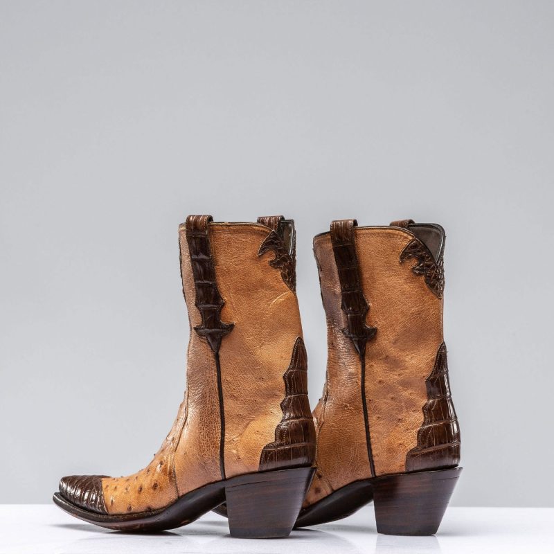 stallion boots ostrich shortie w chocolate gator ladies cowboy boots axels vail 38850833219818