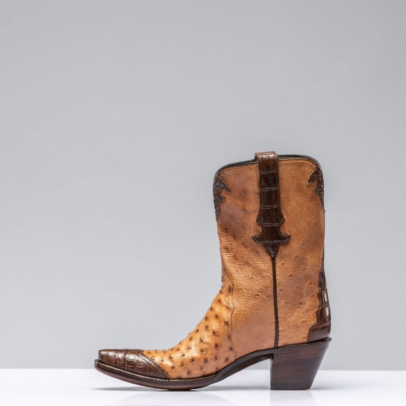 stallion boots ostrich shortie w chocolate gator ladies cowboy boots axels vail 38850833350890