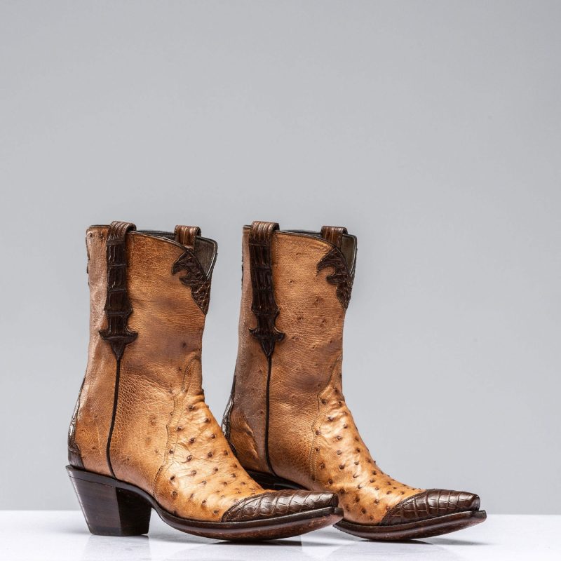 stallion boots ostrich shortie w chocolate gator ladies cowboy boots axels vail 38850833547498