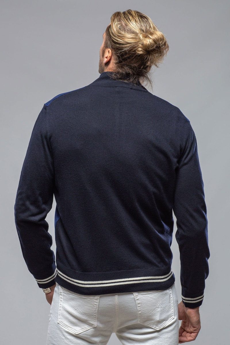 stile latino entoto cashmere baseball jacket in navy mens sweaters axels vail 40595836764394