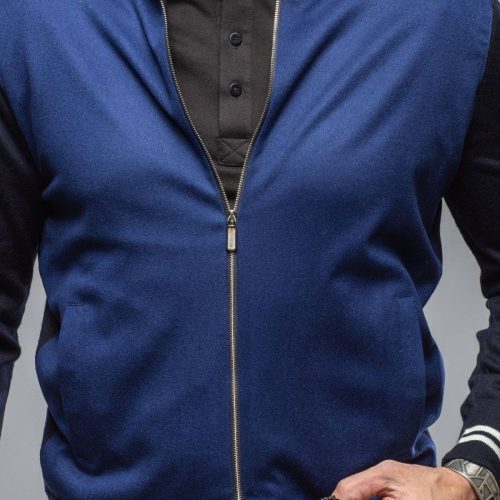 stile latino entoto cashmere baseball jacket in navy mens sweaters axels vail 40595837026538