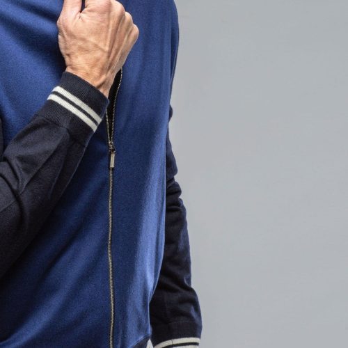 stile latino entoto cashmere baseball jacket in navy mens sweaters axels vail 40595837092074