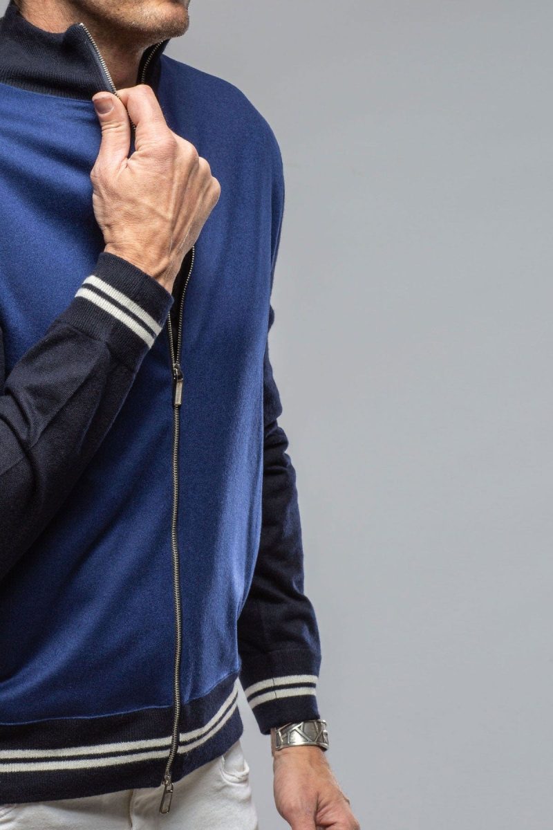 stile latino entoto cashmere baseball jacket in navy mens sweaters axels vail 40595837092074