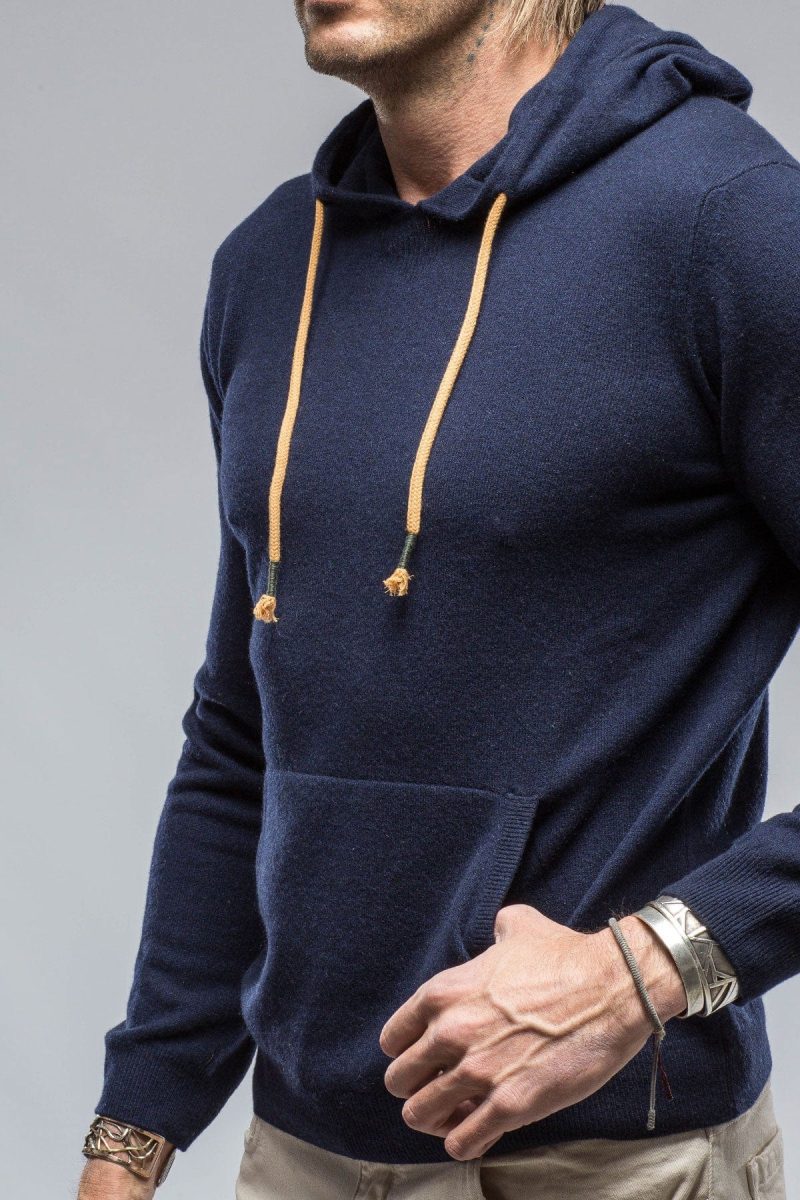 stile latino florio hooded cashmere sweater in navy mens sweaters axels vail 38819036561642