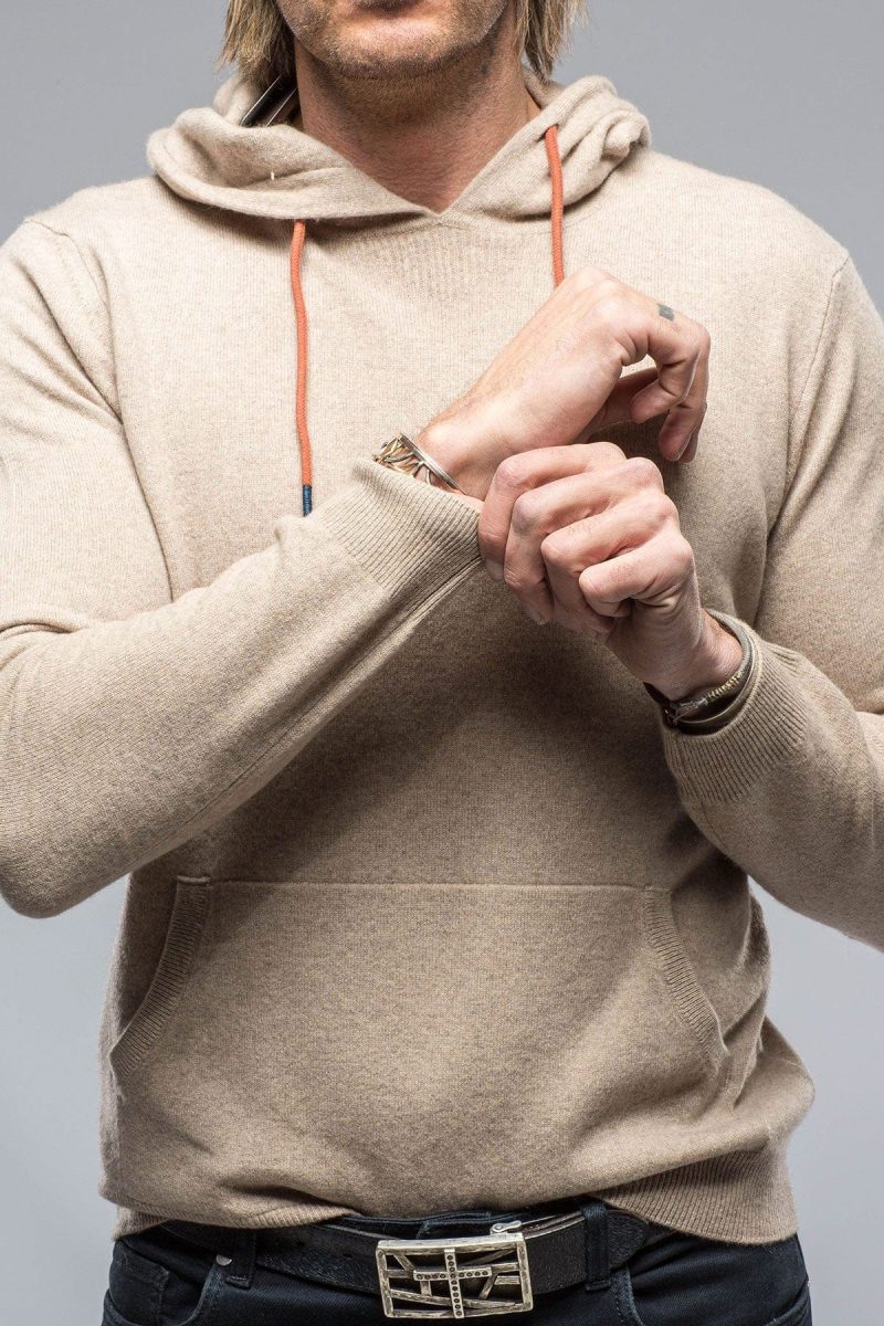 stile latino florio hooded cashmere sweater in sand mens sweaters axels vail 38819037217002