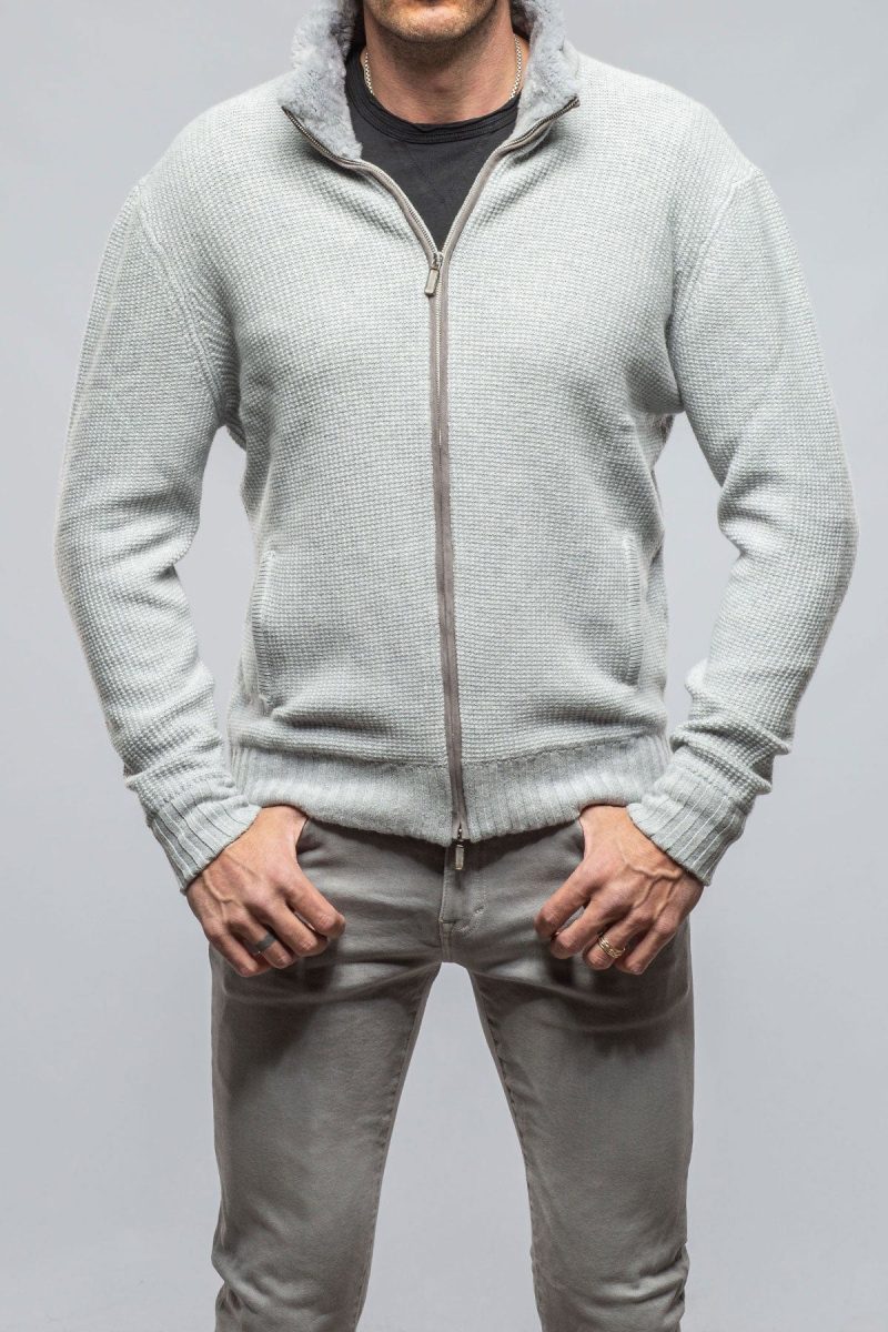 stile latino golis cashmere zip sweater in grey mens sweaters axels vail 40537948160234