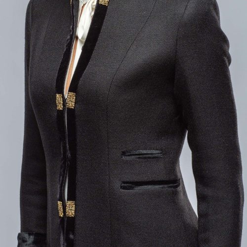 t ba alberca short medallion coat in black ladies tailored jackets axels vail 38244533076202