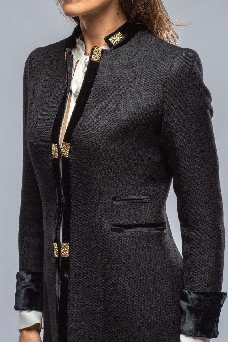 t ba alberca short medallion coat in black ladies tailored jackets axels vail 38244533076202