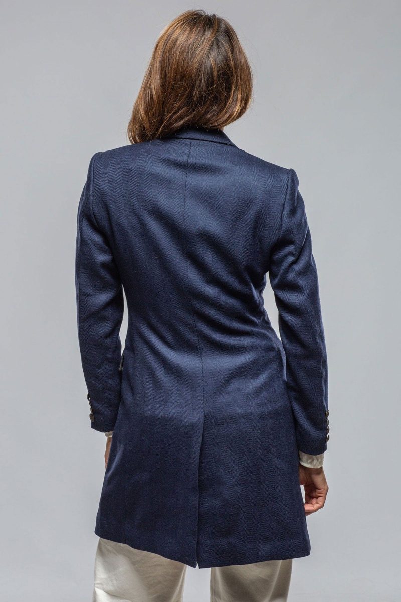 t ba annemarie short coat in blue herringbone ladies tailored jackets axels vail 40287529959658