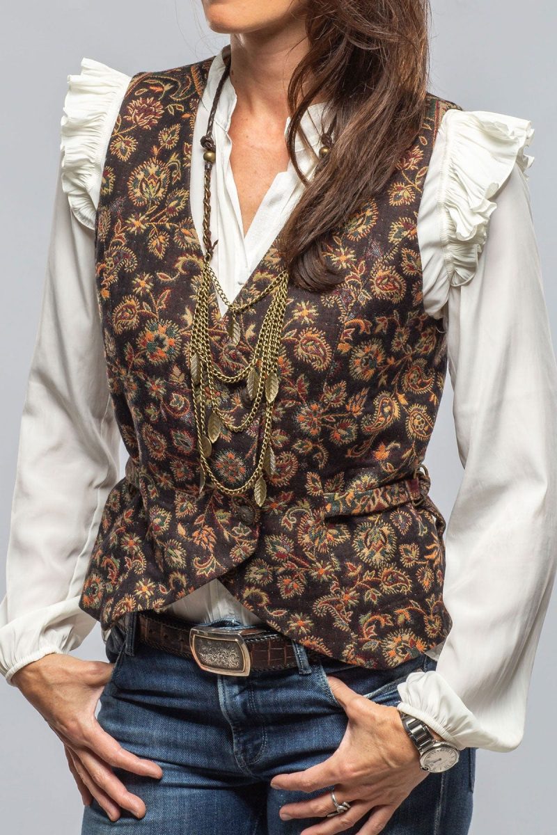 t ba english strap vest in black paisley jacquard ladies tailored vests axels vail 40375794761962