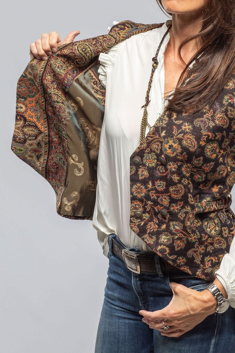 t ba english strap vest in black paisley jacquard ladies tailored vests axels vail 40375794827498