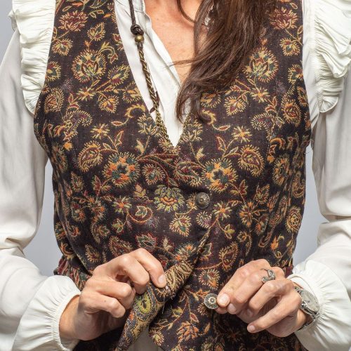 t ba english strap vest in black paisley jacquard ladies tailored vests axels vail 40375794925802