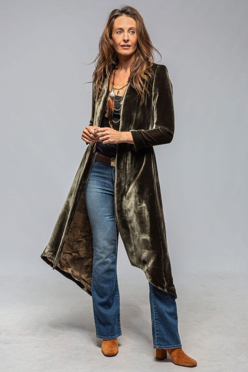 t ba long morgana silk velvet coat in rock ladies tailored jackets axels vail 40287539167466