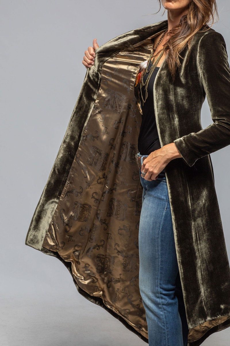 t ba long morgana silk velvet coat in rock ladies tailored jackets axels vail 40287539658986