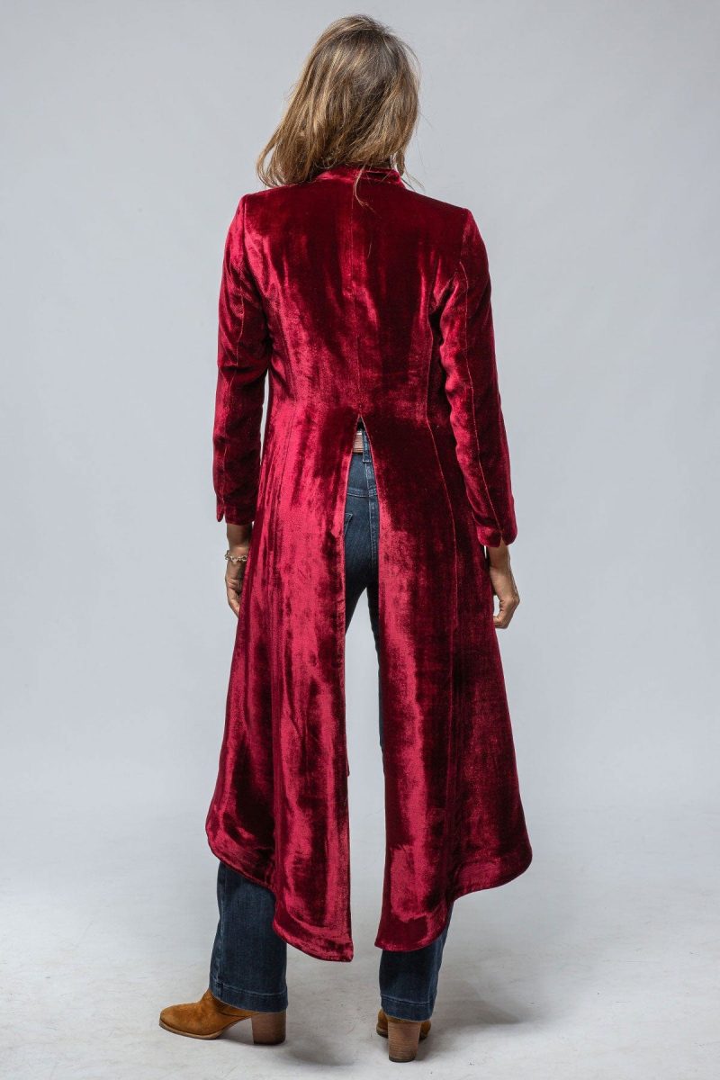 t ba long morgana silk velvet coat in wine ladies tailored axels vail 39443445055722