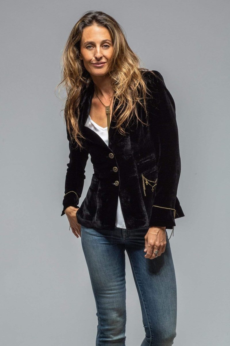 t ba mariane rock jacket in black velvet ladies tailored jackets axels vail 29796138942653