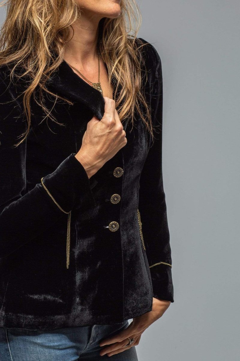 t ba mariane rock jacket in black velvet ladies tailored jackets axels vail 29797705384125