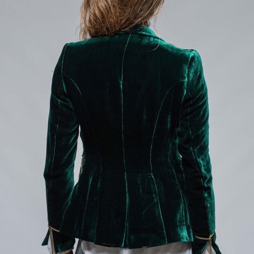 t ba mariane rock jkt in emerald velvet w gold chain details ladies tailored jackets axels vail 37803801936106