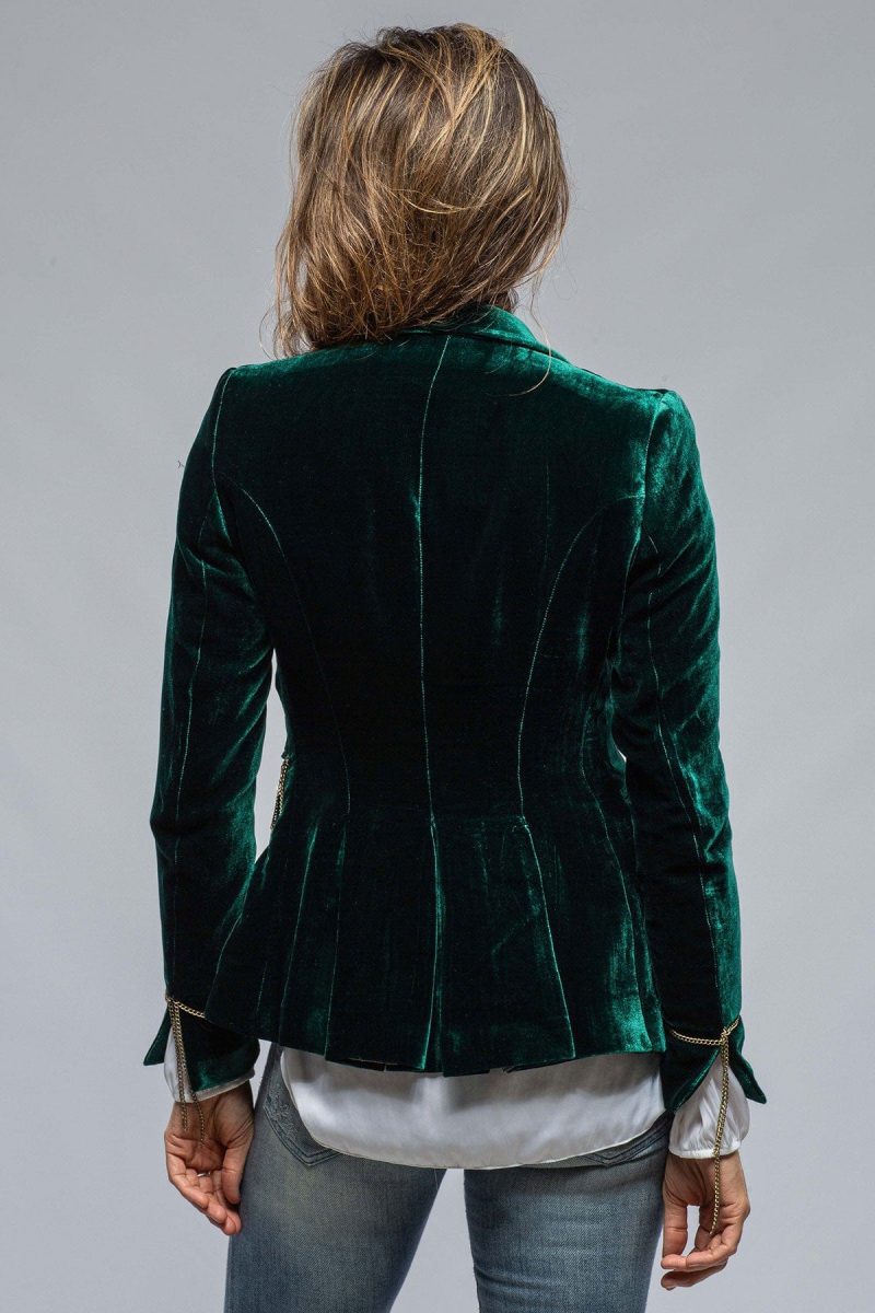 t ba mariane rock jkt in emerald velvet w gold chain details ladies tailored jackets axels vail 37803801936106