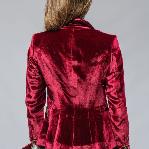 t ba mariane rock jkt in wine velvet w gold chain details ladies tailored jackets axels vail 39402742907114