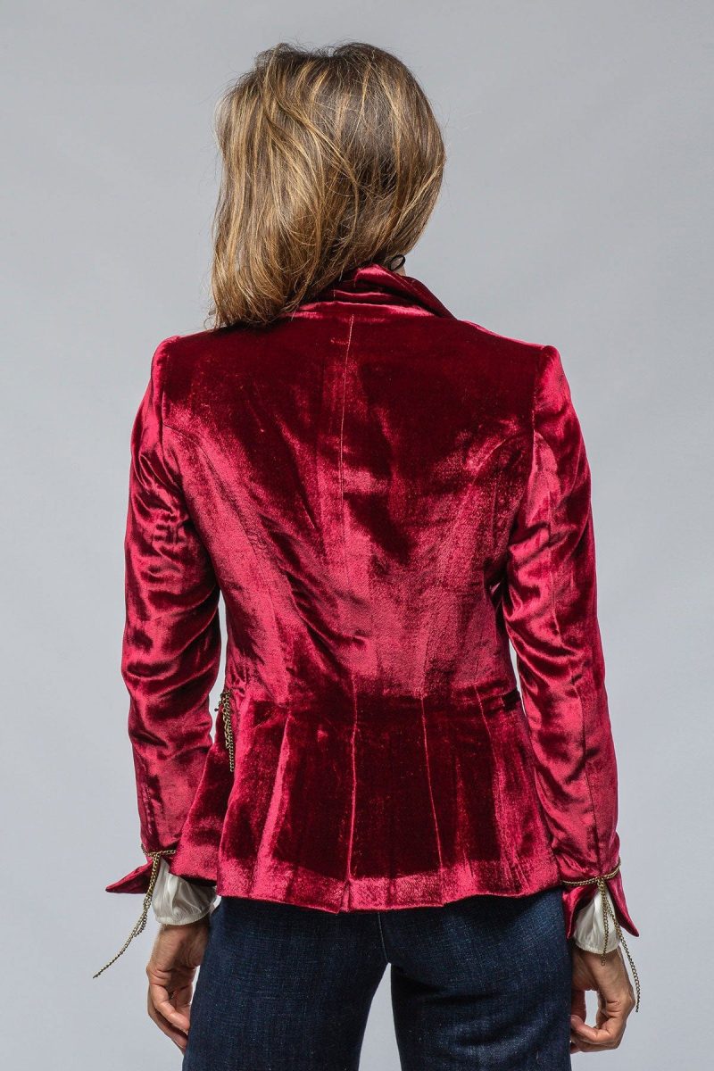 t ba mariane rock jkt in wine velvet w gold chain details ladies tailored jackets axels vail 39402742907114