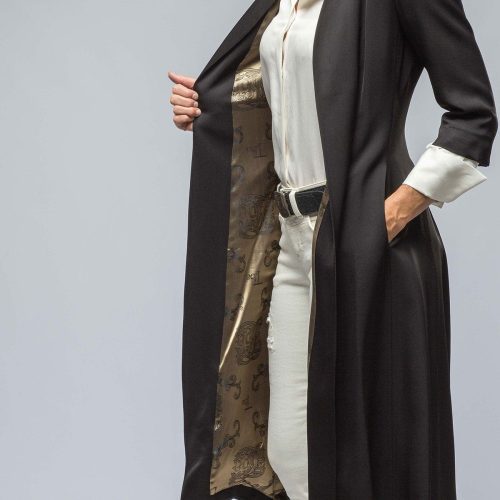 t ba morgana long coat in black sharkskin ladies tailored jackets axels vail 38560848019690