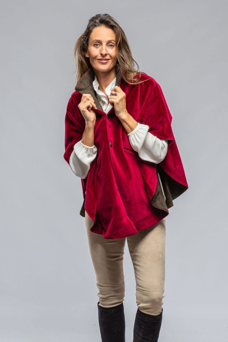 t ba ordesa reversible tweed velvet cape in wine ladies tailored axels vail 39402749853930