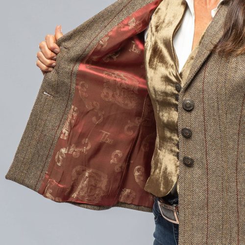 t ba ribbons tweed jkt w khaki velvet details ladies tailored sport coats axels vail 39402752868586